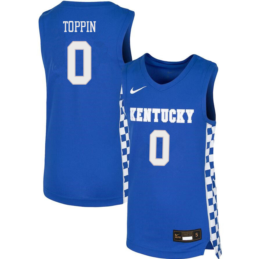 Men #0 Jacob Toppin Kentucky Wildcats College Basketball Jerseys Sale-Blue